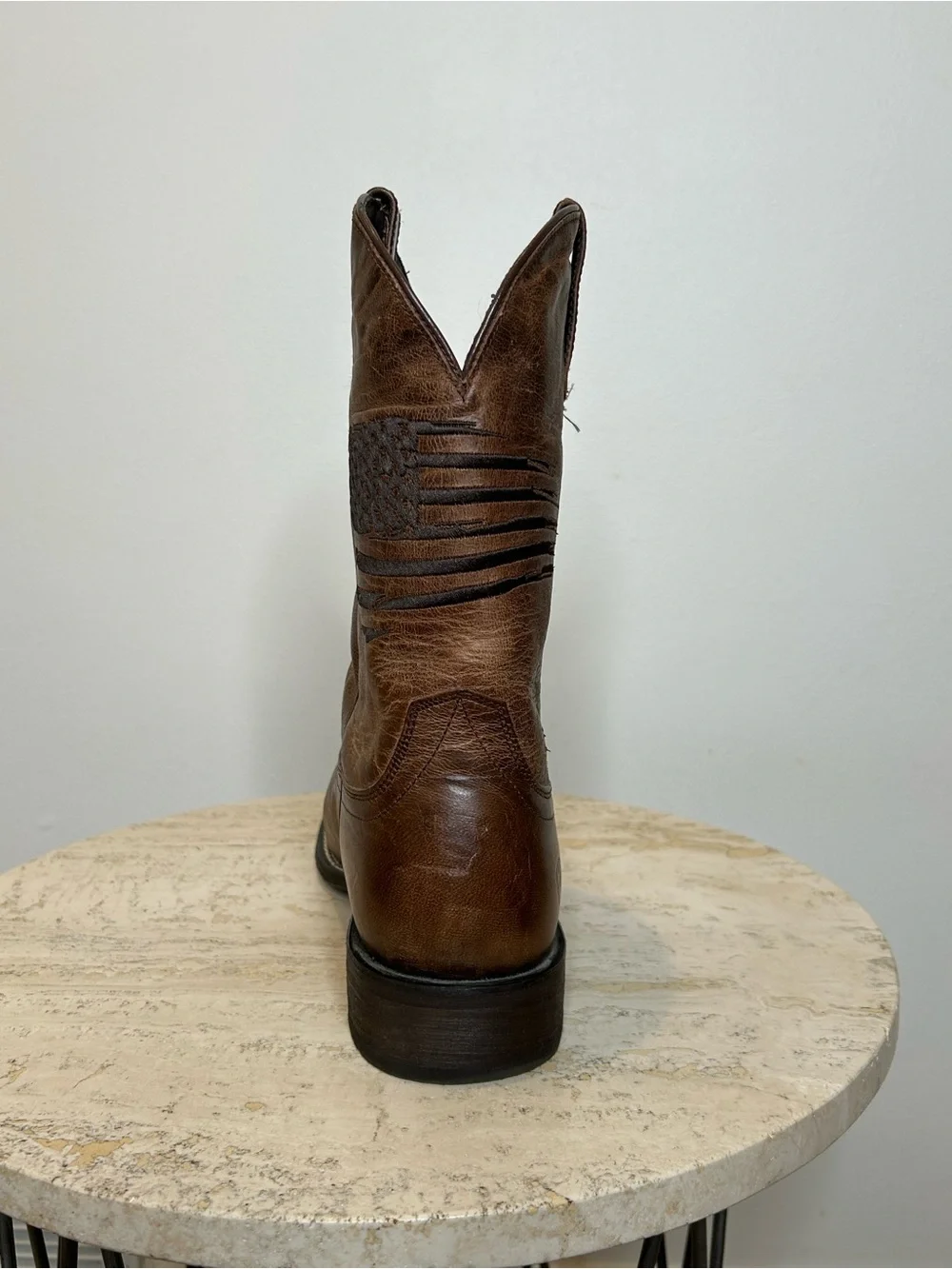Ariat Men's Brown Leather Cowboy Boots with Stitch Accents Size 11.5D
